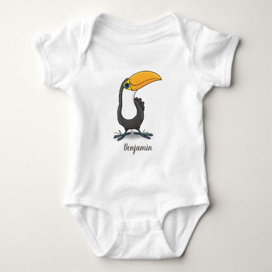 Cute happy toucan cartoon illustratie romper (Voorkant)