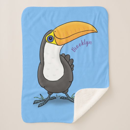 Cute happy toucan cartoon illustratie sherpa deken (Voorkant)