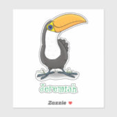Cute happy toucan cartoon illustratie sticker (Vel)
