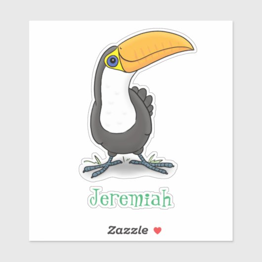 Cute happy toucan cartoon illustratie sticker (Vel)