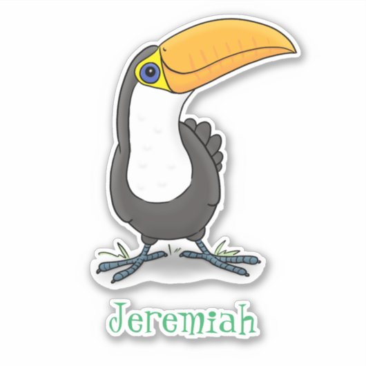 Cute happy toucan cartoon illustratie sticker (Voorkant)