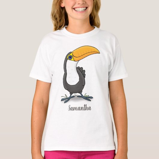 Cute happy toucan cartoon illustratie t-shirt (Voorkant)