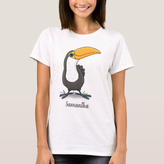 Cute happy toucan cartoon illustratie t-shirt (Voorkant)