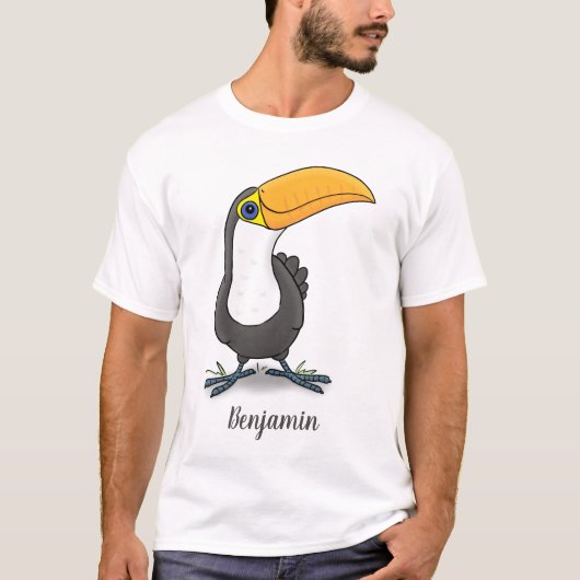 Cute happy toucan cartoon illustratie t-shirt (Voorkant)