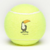 Cute happy toucan cartoon illustratie tennisballen (Achterkant)