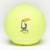 Cute happy toucan cartoon illustratie tennisballen (Voorkant)