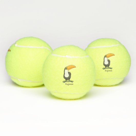 Cute happy toucan cartoon illustratie tennisballen (Multi)