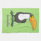 Cute happy toucan cartoon illustratie theedoek (Horizontaal)