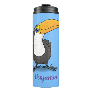 Cute happy toucan cartoon illustratie thermosbeker