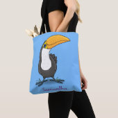 Cute happy toucan cartoon illustratie tote bag (Dichtbij)