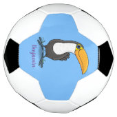 Cute happy toucan cartoon illustratie voetbal (Gedraaid)