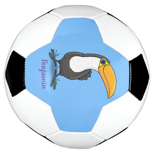 Cute happy toucan cartoon illustratie voetbal (Gedraaid)
