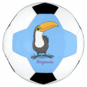Cute happy toucan cartoon illustratie voetbal (Voorkant)