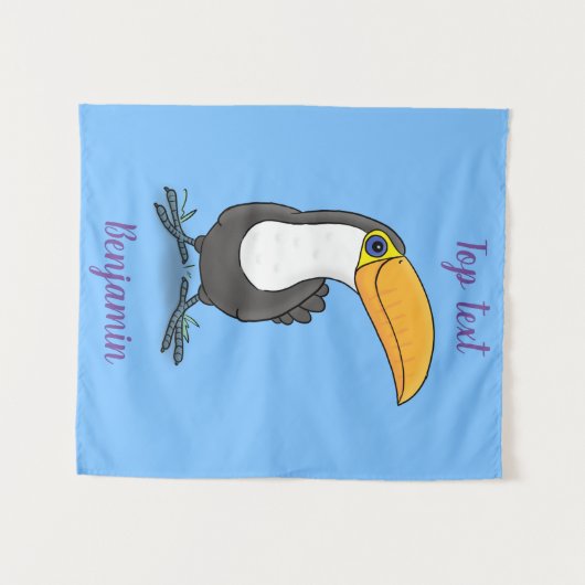 Cute happy toucan cartoon illustratie wandkleed (Voorkant (horizontaal))