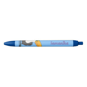 Cute happy toucan cartoon illustratie zwarte inkt pen