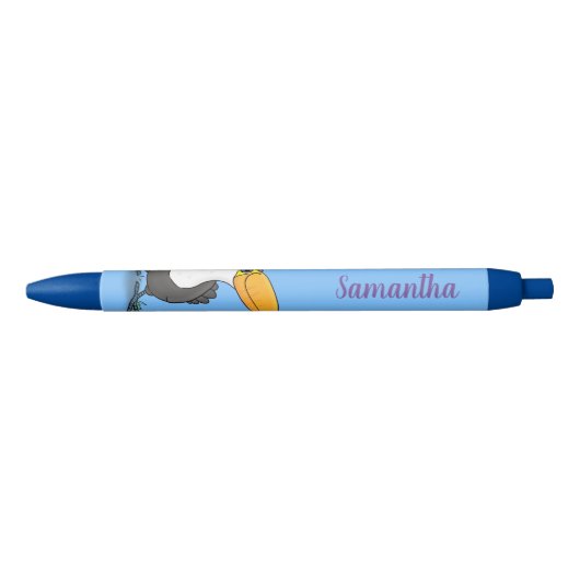 Cute happy toucan cartoon illustratie zwarte inkt pen (Voorkant)