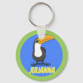 Cute happy toucan glimlachende cartoon sleutelhanger (Voorkant)