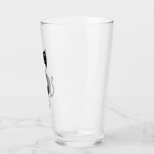 Cute Happy Tuxedo Cat Glas (Links)
