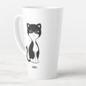 Cute Happy Tuxedo Cat Latte Mok (Linkerhoek)