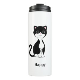Cute Happy Tuxedo Cat Thermosbeker