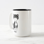 Cute Happy Tuxedo Cat Tweekleurige Koffiemok (Voorkant links)