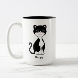 Cute Happy Tuxedo Cat Tweekleurige Koffiemok