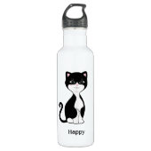Cute Happy Tuxedo Cat Waterfles (Voorkant)