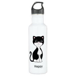 Cute Happy Tuxedo Cat Waterfles