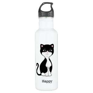 Cute Happy Tuxedo Cat Waterfles