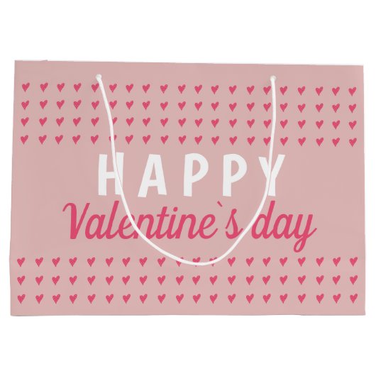 Cute Happy Valentijn Day Roze Heart Pattern Groot Cadeauzakje (Achterkant)