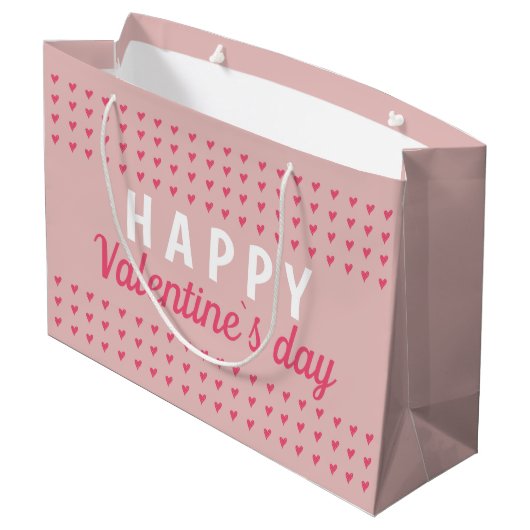 Cute Happy Valentijn Day Roze Heart Pattern Groot Cadeauzakje (Achterkant Gekanteld)