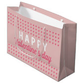 Cute Happy Valentijn Day Roze Heart Pattern Groot Cadeauzakje (Voorkant Gekanteld)