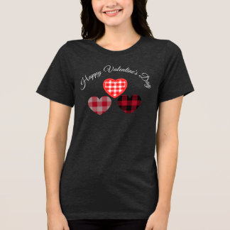 Cute Happy Valentijnsdag Geruite Hart T-shirt