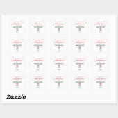 Cute Happy Valentine Day Roze en witte harten Vierkante Sticker (Vel)