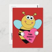 Cute Happy Valentine's Day Bee Briefkaart (Voorkant / Achterkant)