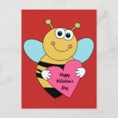 Cute Happy Valentine's Day Bee Briefkaart (Voorkant)