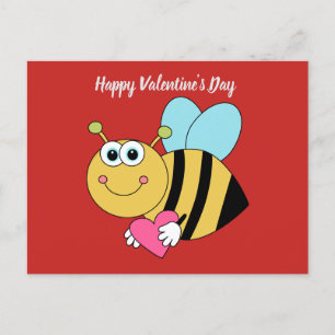 Cute Happy Valentine's Day Bee Feestdagenkaart