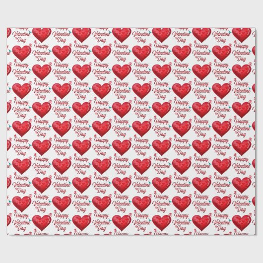 Cute Happy Valentines Day Cadeaupapier (Vlak)