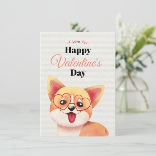 Cute Happy Valentine's Day Card Feestdagenkaart (Staand voorkant)