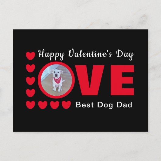 Cute Happy Valentines Day Dog Dad Love Hearts Red Briefkaart (Voorkant)