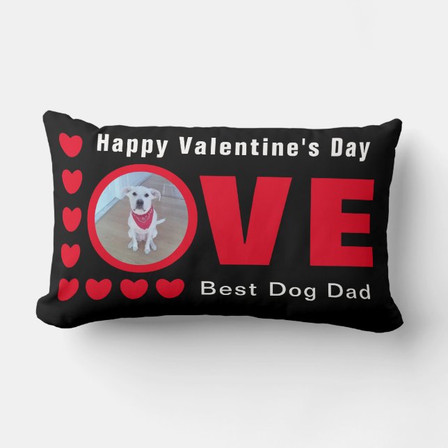 Cute Happy Valentines Day Dog Dad Love Hearts Red Kussen (Voorkant)