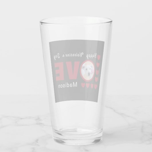 Cute Happy Valentines Day Dog Love Hearts Red Glas (Achterkant)
