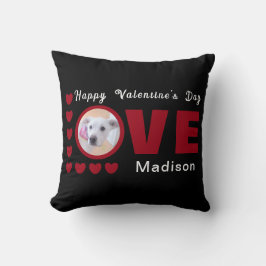 Cute Happy Valentines Day Dog Love Hearts Red Kussen