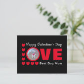 Cute Happy Valentines Day Dog Mam Love Hearts Red Briefkaart (Staand voorkant)