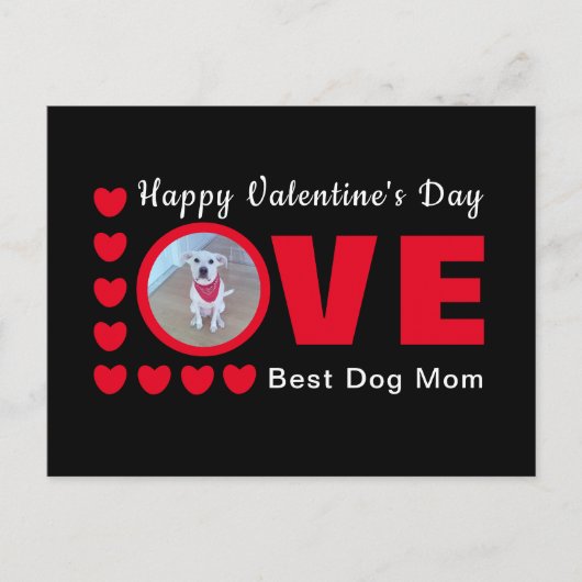 Cute Happy Valentines Day Dog Mam Love Hearts Red Briefkaart (Voorkant)