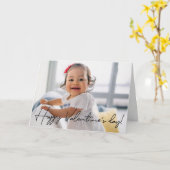 Cute Happy Valentine's day Foto gepersonaliseerd Kaart (Gele Bloem)