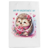 Cute Happy Valentine's Day hedgehog Medium Cadeauzakje (Voorkant)