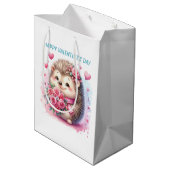 Cute Happy Valentine's Day hedgehog Medium Cadeauzakje (Achterkant Gekanteld)