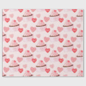 Cute Happy Valentines Day Ice Cream Hearts Cadeaupapier (Vlak)