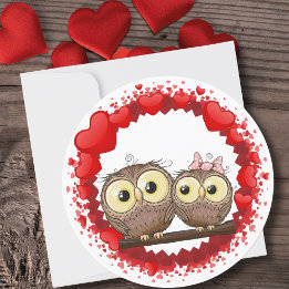 Cute Happy Valentine's Day Owl Love Feestdagenkaart